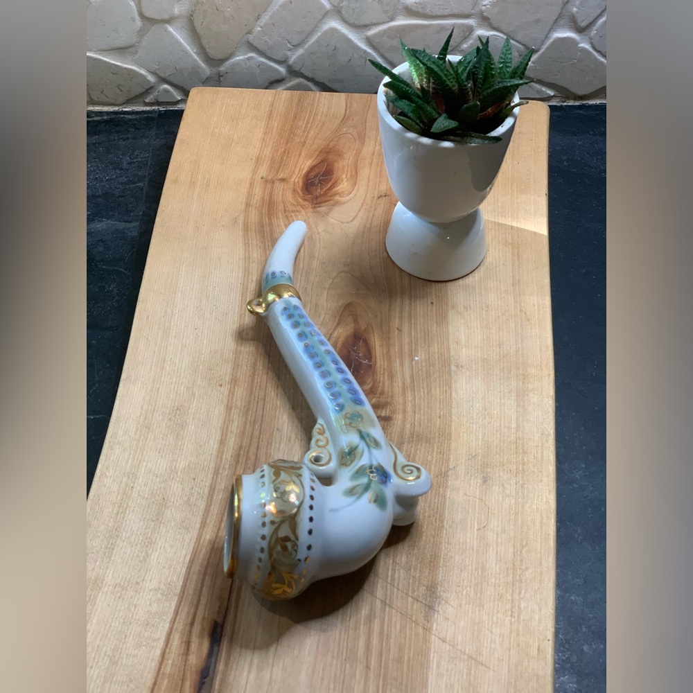Polonne Fine Ceramics Art Plant | Vintage Porcelain Smoking Pipe